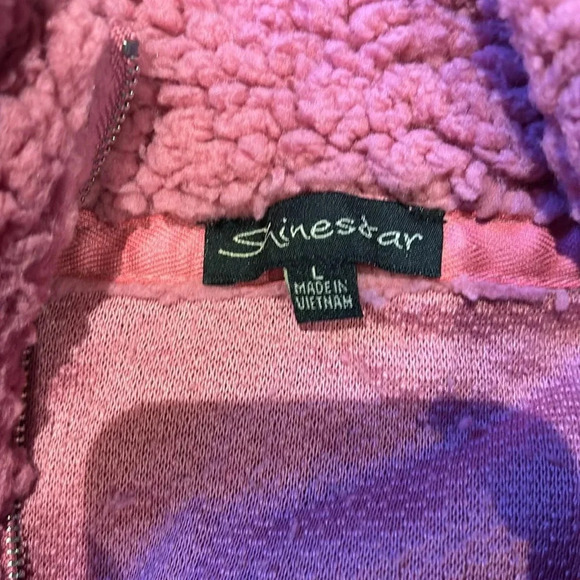 ShineStar Fushia pink plush Teddy Fuzzy Sherpa half zip Sweatshirt Sz L - Picture 5 of 15